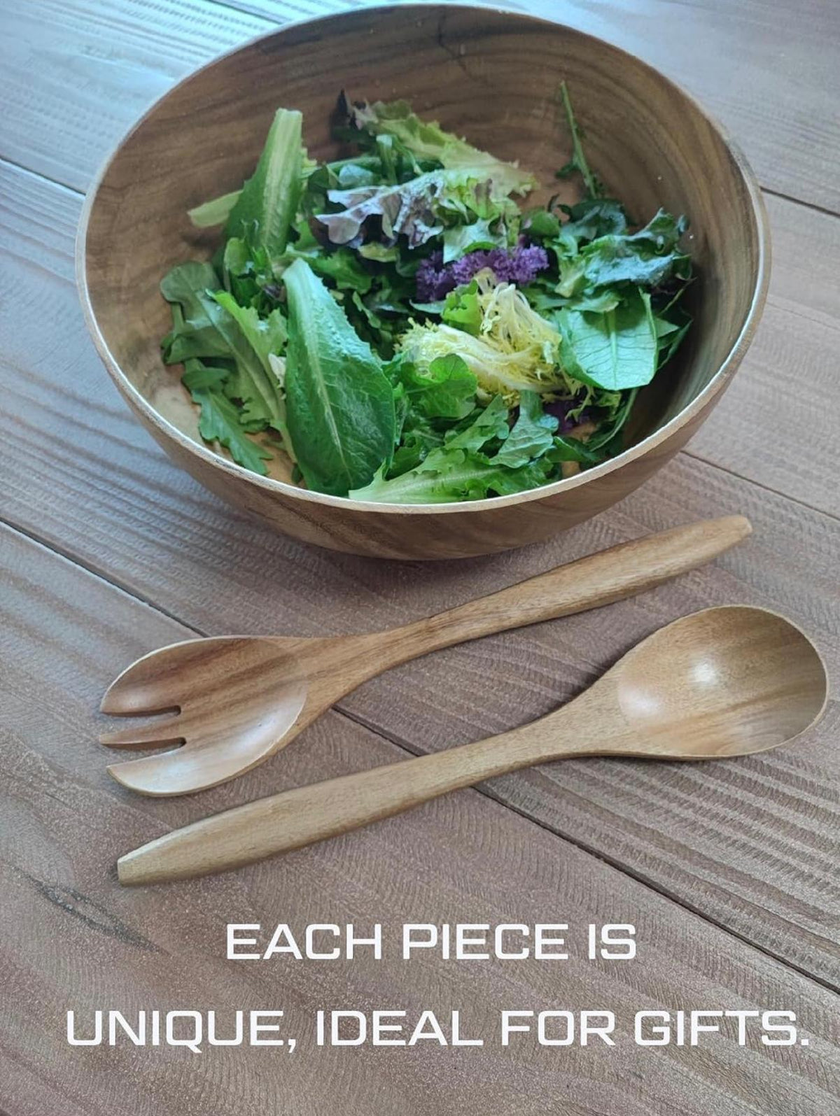 Solid Acacia Wood Salad Bowl Set
